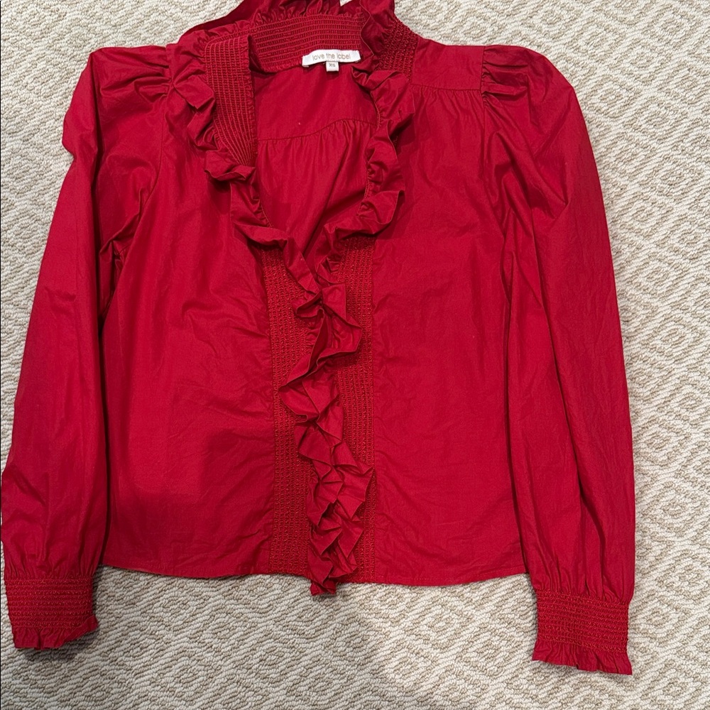 Love The Label Red Ruffled Blouse